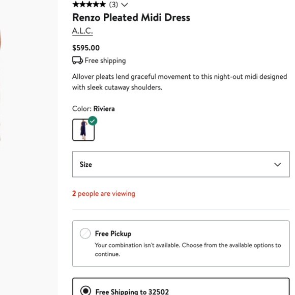 NWOT A.L.C. Renzo Pleated Midi Dress in Beige Size 4 - Picture 2 of 16